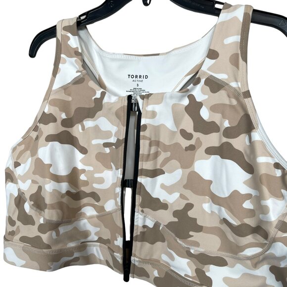 Torrid Active Sports Bra Size 3 US 3X Beige Camouflage Light Support Wireless - Picture 5 of 8
